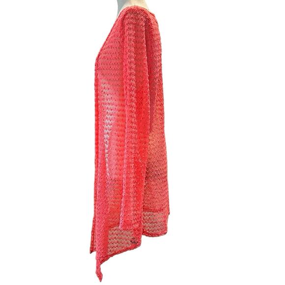 Angele & Ricky size 1x peachy orange crochet lacy draping cover up - Picture 3 of 9